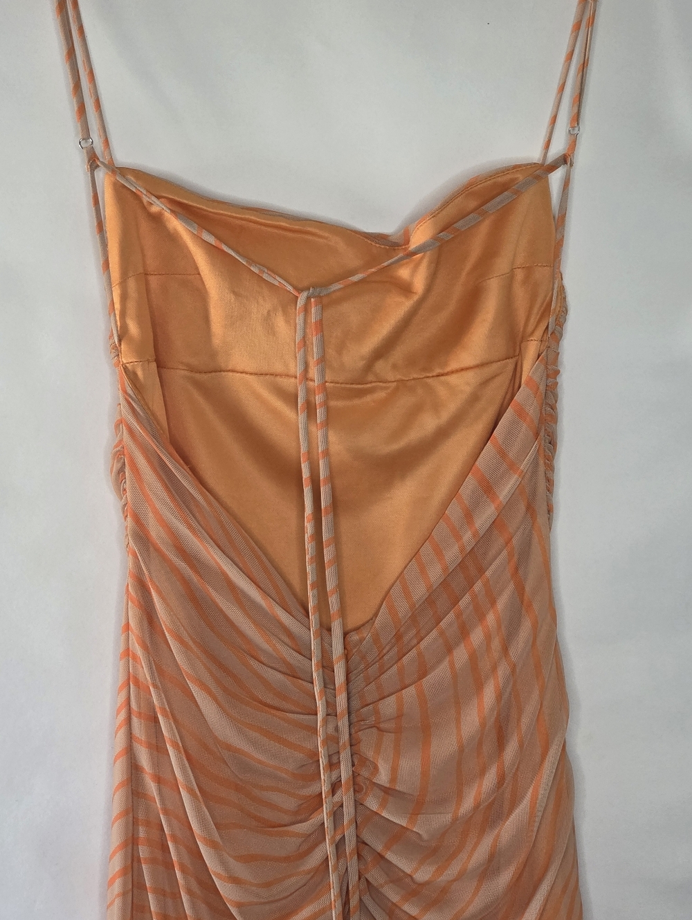 Zara Tulle Mesh Open Back Maxi Dress Size S Spaghetti Strap Stretch Party Y2K - Picture 7 of 15